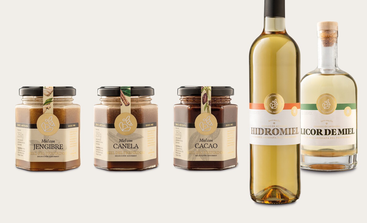 Diseño de etiquetas y packaging de las mieles de Apícola Cinco Villas, la miel del Prepirineo 4
